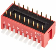 Akcesoria do MP3 - Delock Przełącznik dźwigienkowy DIP Piano 9-cyfrowy 2,54 mm wymiar rastra THT czerwony 2 sztuki - miniaturka - grafika 1