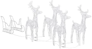 vidaXL Lumarko Świąteczna dekoracja: renifery z saniami, 280x28x55 cm, akryl! 328524 - Oświetlenie świąteczne - miniaturka - grafika 5