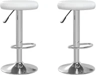Taborety i hokery - vidaXL Stołki barowe, 2 szt., białe, sztuczna skóra - miniaturka - grafika 1