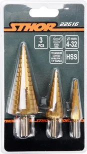 Sthor ZESTAW WIERTEŁ STOPNIOWYCH 3SZT 22616 - Wiertła - miniaturka - grafika 3