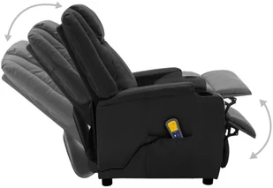 vidaXL Lumarko Elektryczny fotel masujący, rozkładany, czarny, sztuczna skóra 3073795 - Fotele - miniaturka - grafika 3