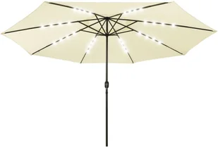 vidaXL Parasol ogrodowy z LED i metalowym słupkiem, 400 cm, piaskowy 312530 - Parasole ogrodowe - miniaturka - grafika 2