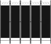 Parawany - vidaXL Parawan 5-panelowy, czarny, 200 x 180 cm vidaXL - miniaturka - grafika 1