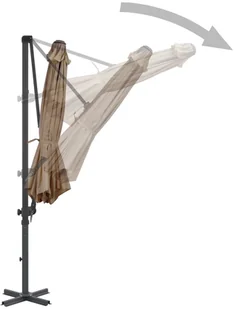 vidaXL Parasol ogrodowy z przenośną podstawą, taupe - Parasole ogrodowe - miniaturka - grafika 6