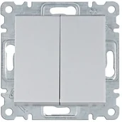 Wyłączniki światła i elektryczne - Hager LUMINA ŁĄCZNIK SCHODOWY PODWÓJNY SREBRNY WL0052 - miniaturka - grafika 1