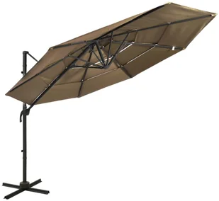 vidaXL 4-poziomowy parasol na aluminiowym słupku, taupe, 3x3 m 313831 - Parasole ogrodowe - miniaturka - grafika 2