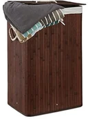 Kosze na bieliznę - Relaxdays 10019053_93 kosz na bieliznę, prostokątny, bambusowy, wymiary: 65,5 x 43,5 x 33,5 cm, pojemność: ok. 83 l, składany, kolor: brązowy 10019053-93 - miniaturka - grafika 1