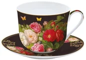 Filiżanki - Nuova R2S Easy life DUŻA PORCELANOWA FILIŻANKA Z TALERZYKIEM Victorian Garden - Kwiaty 1182 VICT - miniaturka - grafika 1