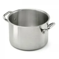 Rondle - Pentole Agnelli pentole agnelli aluminiowa-Inox wysoka rondel z 2 uchwytami ze stali nierdzewnej, srebrny, srebrny/czarny, 16 cm ALIX104ALIN16 - miniaturka - grafika 1