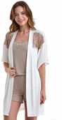 Piżamy damskie - Luisa Moretti Damska bambusowa piżama BELINDA ze szlafrokiem M Kremowy LM_3044 - miniaturka - grafika 1