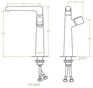Laveo Pretto bateria umywalkowa stojąca z wylewką L chrom BAO 025D - Baterie umywalkowe - miniaturka - grafika 5