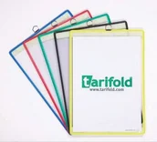 Akcesoria do projektorów - TARIFOLD Kieszeń TARIFOLD z uchem do powieszenia, A4 pionowo, czerwone F154503 - miniaturka - grafika 1