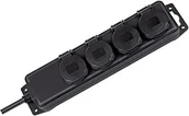Przedłużacze i rozgałęźniki - Brennenstuhl 1159961 gwint 4 gniazda wtykowe z okiennice IP44 2 m H07RN-F 3 g1,5 Czarny - miniaturka - grafika 1