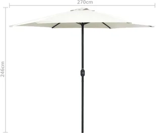 vidaXL Parasol ogrodowy na słupku aluminiowym, 270x246 cm, biały 47345 - Parasole ogrodowe - miniaturka - grafika 8
