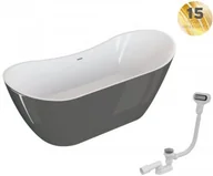 Wanny - Polimat Wanna wolnostojąca 180x80x73,5 cm/230L akrylowa ,BIAŁA /GRAFIT POŁYSK 00404 - miniaturka - grafika 1