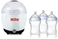 Butelki dla niemowląt - Nuby NTVP39 waporyzator/sterylizator na 5 butelek i akcesoria w zestawie 3 x butelka PP, 240 ml, biały - miniaturka - grafika 1