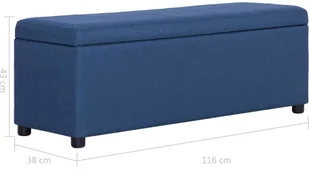 vidaXL Ławka ze schowkiem, 116 cm, niebieska, poliester vidaXL - Ławki do przedpokoju - miniaturka - grafika 10