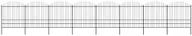 Ogrodzenia - vidaxl Panele ogrodzeniowe z grotami, stal, (1,75-2) x 13,6 m, czarne - miniaturka - grafika 1