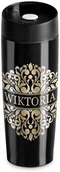 Kubki termiczne - Murrano Kubek Termiczny Termos Czarny Ażurowy GRAWER KUB-C-007 - miniaturka - grafika 1