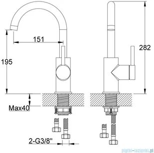 KOHLMAN Axel Black bateria umywalkowa z obrotową wylewką czarny mat QB150AB | - Baterie umywalkowe - miniaturka - grafika 2