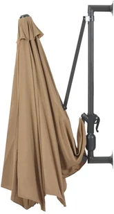 vidaXL Parasol ścienny z LED, na metalowym słupku, 300 cm, kolor taupe 312525 - Parasole ogrodowe - miniaturka - grafika 5