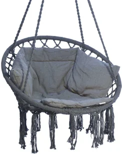 SASKA GARDEN Hamak ażurowy fotel wiszący 80x60cm luxe z poduszką szary 1026954 - Fotele ogrodowe wiszące - miniaturka - grafika 18