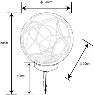 Globo Lampa solarna LED kula kolory dymu,  20 cm - Lampy ogrodowe - miniaturka - grafika 5
