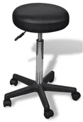 Taborety i hokery - Czarny tapicerowany taboret obrotowy na kółkach K3-R56 - miniaturka - grafika 1