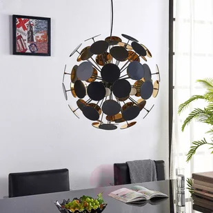 Lindby Stylowa lampa wisząca czarna ze złotem 54 cm - Cerchio - Lampy sufitowe - miniaturka - grafika 2