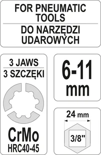 YATO WYKRĘTAK DO ŚRUB I SZPILEK DO NARZĘDZI UDAROWYCH ZAKRES 6-11mm YT-06255 YT-06255 - Gwintowniki - miniaturka - grafika 4