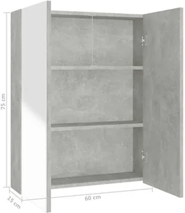vidaXL vidaXL Szafka łazienkowa z lustrem 60x15x75 cm MDF szarość betonu 8720286391549 - Szafki łazienkowe - miniaturka - grafika 9