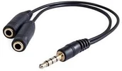 Kable - No name Audio Redukcja Jack Jack 3,5 mm M 4-pólový Jack 3,5mm 2x F 0.2 stereo czarna KAAJ3JCK01 - miniaturka - grafika 1