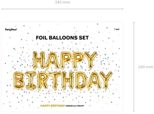 PartyDeco Balon foliowy "Happy Birthday", złoty, zestaw FB6M-019 - Balony i akcesoria - miniaturka - grafika 7