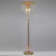 Lampy stojące - ONLI Lampa podłogowa Pioggia z kryształami, złota - miniaturka - grafika 1