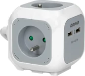 Przedłużacze i rozgałęźniki - Orno Przedłużacz OR-AE-13144 4-krotny ładowarka 2xUSB 1,5m szaro-biały OR-AE-13144 - miniaturka - grafika 1