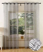 Zasłony - Gardinenbox Zasłona z oczkami, jednokolorowa, przezroczysta, dekoracyjna, 203522, 2 szt. 245 x 140 - miniaturka - grafika 1