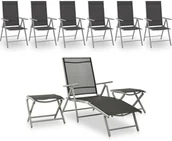 Meble ogrodowe - vidaXL 9-cz. zestaw wypoczynkowy do ogrodu, czarno-srebrny - miniaturka - grafika 1