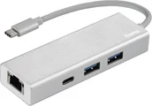 Huby USB - Hama HUB 1:3 USB 3.1 TYP-C + LAN "ALUMINIUM" - miniaturka - grafika 1