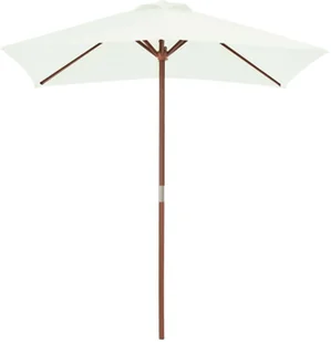 vidaXL Parasol ogrodowy na drewnianym słupku, 150 x 200 cm, piaskowy - Parasole ogrodowe - miniaturka - grafika 4