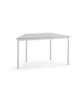Meble do szkół i przedszkoli - AJ Produkty Biurko BORS TRAPETS, 1400x700x720 mm, szary laminat, biały - miniaturka - grafika 1