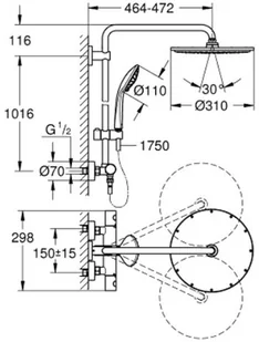 Grohe Euphoria System 310 system prysznicowy z deszczownią i termostatem brushed hard graphite 26075AL0 - Zestawy prysznicowe - miniaturka - grafika 2