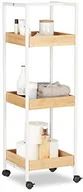 Półki łazienkowe - FENIKS Regał łazienkowy Relaxdays Mobil uniwersalna 3 półki, kółka, wys. x szer. x gł.: ok. 89 x 30 x 30 cm, drewno i metal, biało-brązowy 10021863 - miniaturka - grafika 1