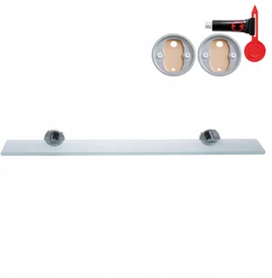 tesa TESA roztwór smooz szklaną półką (chromowany, szkło satynowane, w zestawie, wysoka siła przytrzymująca (do 12 kg), 50 MM X 600 MM X 120 MM) - Półki łazienkowe - miniaturka - grafika 2