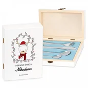 Sztućce dla dzieci - Murrano Zestaw Sztućców Dla Dzieci W Drewnianym Etui Nadruk Renifer SZT-ANIMALS_DRW-UV-035 - miniaturka - grafika 1