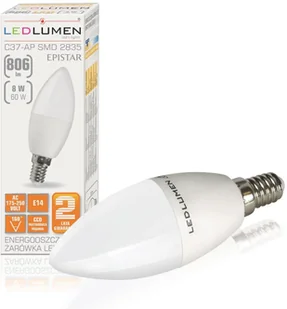 LEDlumen Żarówka LED CCD WW C37-AP, E14, 8 W, barwa biała ciepła - Żarówki LED - miniaturka - grafika 6
