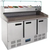 Stoły gastronomiczne - Polar Refrigeration Stół chłodniczy do pizzy z nadstawą 3-drzwiowy| 368L | 6xGN 1/4 | 2°C do 8°C | 1440x700x(H)1445mm G623 - miniaturka - grafika 1