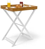 Tace i patery - Relaxdays Stół z drewna bambusowego wys. x szer. x głęb.): ok. 72 x 60 x 40 cm stół pomocniczy z tacą jako stół składany i taca do serwowania taca wykonana z bambusa i drewnianych do serwowania podcza 10019176 - miniaturka - grafika 1