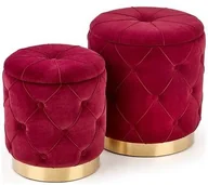Pufy i podnóżki - Zestaw dwóch puff POLLY Halmar Bordowy tapicerowany [Wysyłka 2020-07-28] V-CH-POLLY-PUFA-BORDOWY - miniaturka - grafika 1