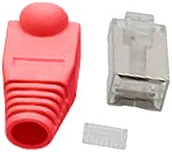 Kable światłowodowe - InLine Crimp wtyczka RJ45 ekranowany z zabezpieczeniem przed zginaniem i pomoc do nawlekania 10er Pack czerwony, 74510R - miniaturka - grafika 1