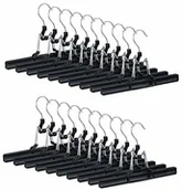 Wieszaki do szafy - Relaxdays metalowy wieszak na spodnie w opakowaniu, obracany o 360° haczyk, mocno zamykający, pałąk na spódnicę, gumowane zaciski, 26 cm, czarny - miniaturka - grafika 1